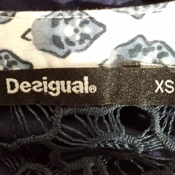 Desigual Womens Embroidered Button Up Top Long Sleeve Cut Out XS - Picture 5 of 5